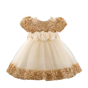 European Fashion  Party Dress Sequin Puffy Kid Dresses for Girls of 10 Year Old Flower Girl Dress for Wedding