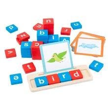 Word Spelling Cards Wooden Reading Blocks Educational Toys Children's Toys