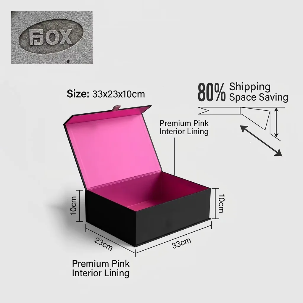 FUSSEN Custom Logo Luxury Recycled Materials Ribbon Pull Magnetic Collapsible Rigid Cardboard Box Sponge Lining for Cosmetic