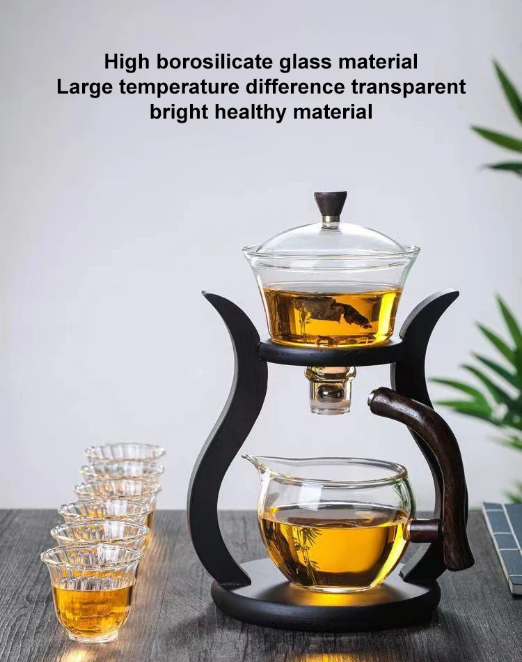 New Creative Heat-resistant Glass Teapot Set Semi-automatic Lazy Tea ...