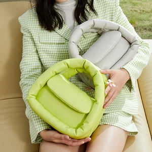 Fashion Women Custom Leather Quilted Tote Purses Crossbody Handbag Soft Puffy Bag