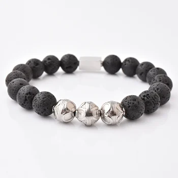 2020 Hot Wholesale Men Jewelry Rock Lava Stone Natural Gemstone Beads Bracelet