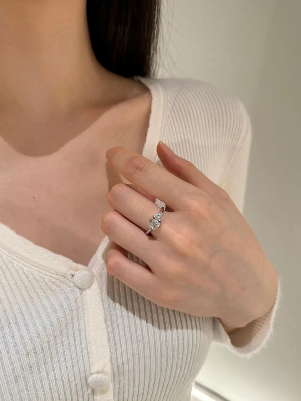 KAKODIY Women's Promise 925 Sterling Silver Engagement Wedding Classic Oval Double Heart Stone Ring detail 2