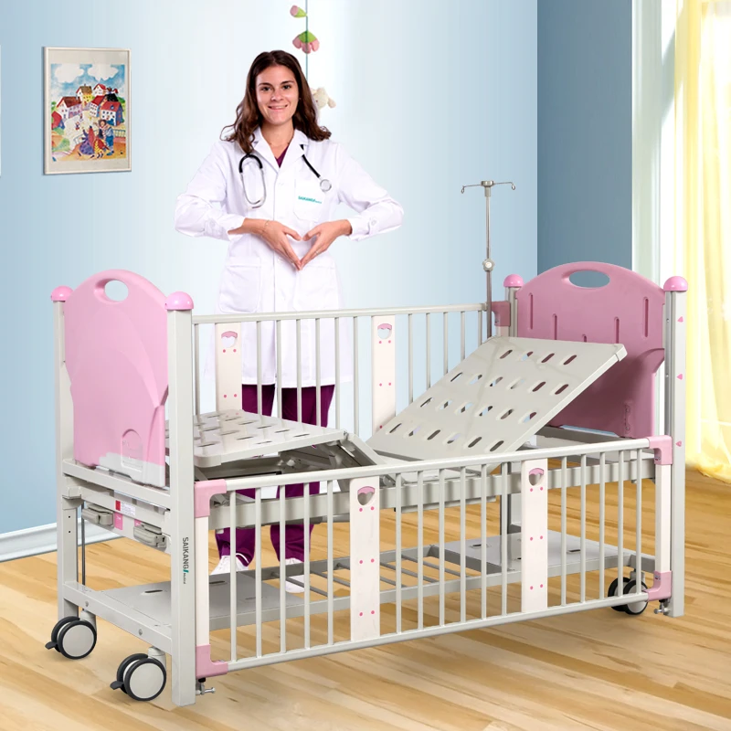 CX2x Casters 2 Cranks 2 Function Newborn Medical Crib Adjustable Manual Babies Nursing Pediatric Bed Children Hospital Bed