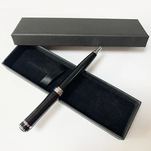 Hot Selling Luxury Business Black Metal Ball Pen with Custom logo Office Supplies Twist Metal Ballpoint Pen Set with Box