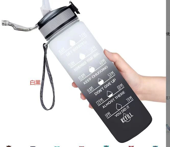 Custom Logo 32oz Sports Water Bottle with Time Marker Gym Motivational ...
