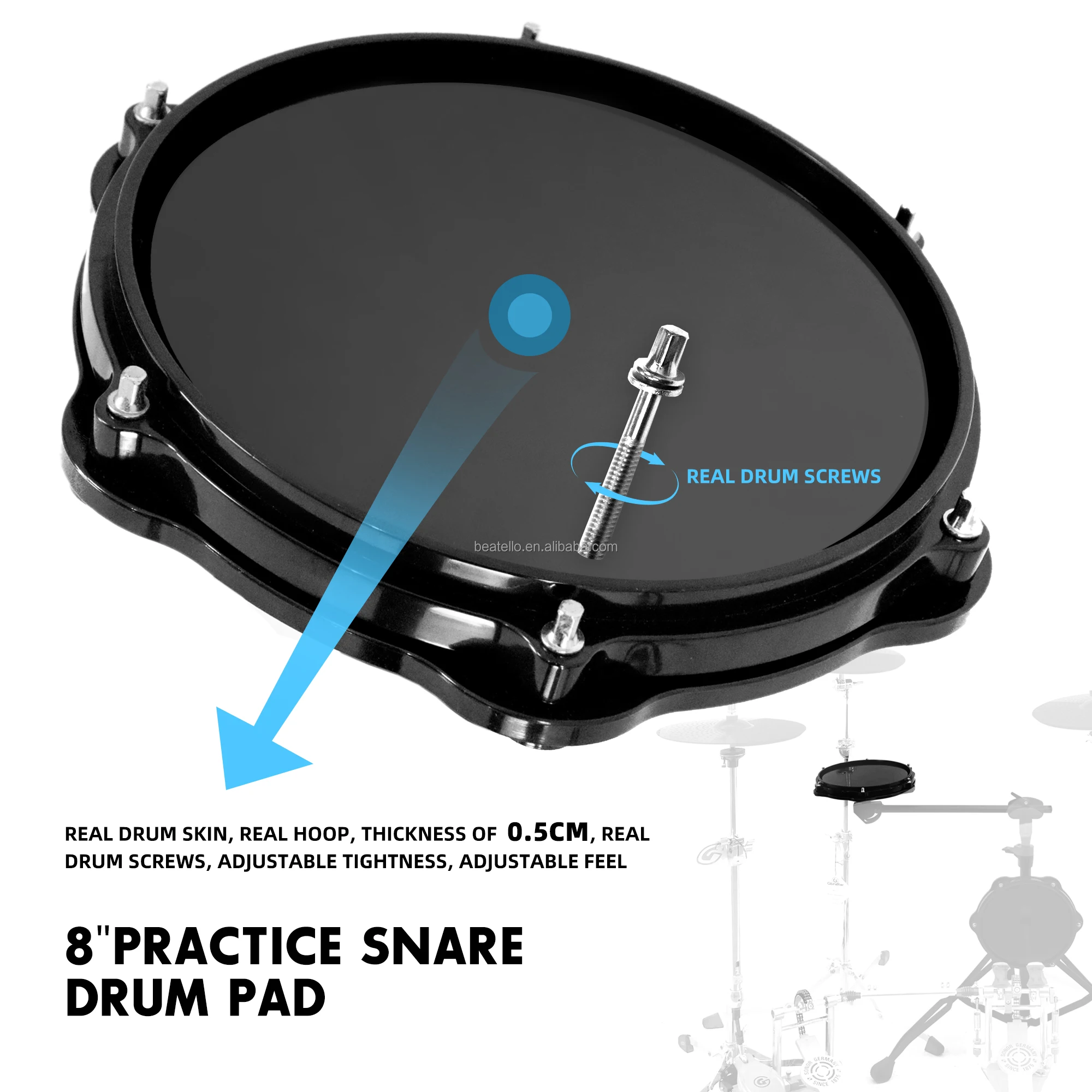 Bnineteenteam 10 Zoll Silent Drum Pad – Leises Übungspad Aus Kunststoff Mit Drumsticks (ca. 27x27x3 Cm)