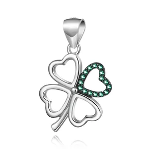 POLIVA Gemstones Four-leaf Clover Pendant Four Leaf Pendants Charm Pendants GOLD Color GDTC 925 Sterling Silver Gold Plated Rose