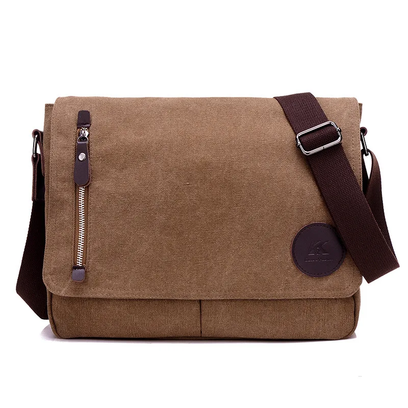 Casual canvas men's shoulder bag British style retro fashion trend large capacity messenger bag sports travel bag