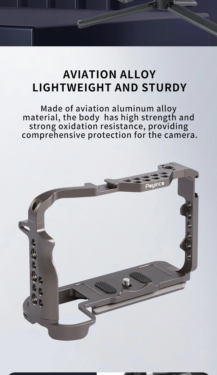 Camera Cage for Canon EOS R5 / R5 C / R6 / R6 Mark II with Built-in Cold Shoe NATO Rail & Quick Release Plate details