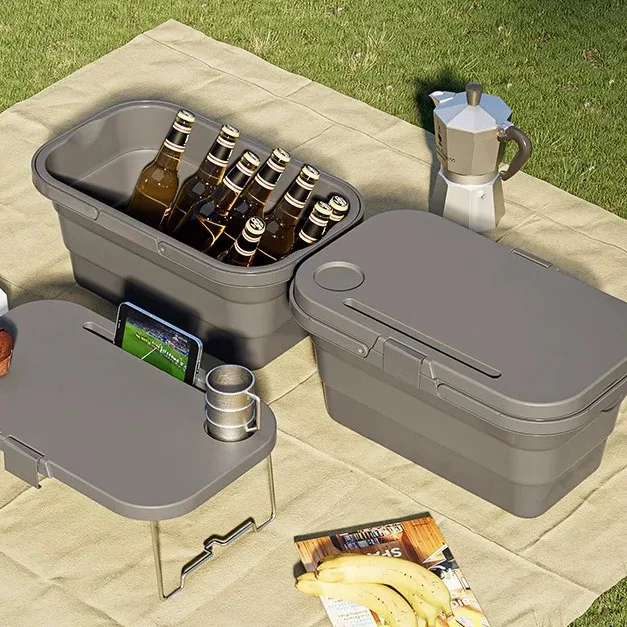 Dod New Arrive Plastic Foldable Picnic Basket Set With Tray Table Lid