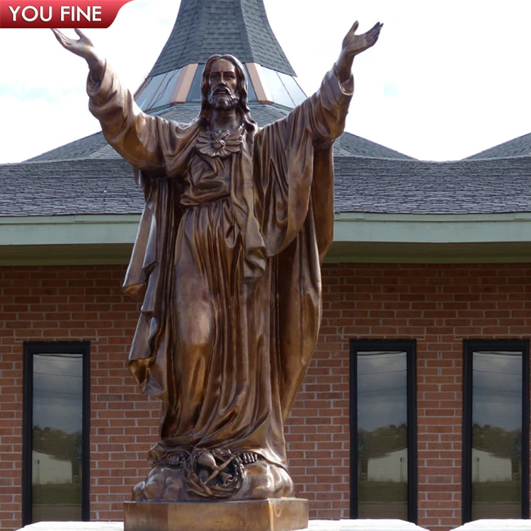 Large Jesus on a Cross Bronze Sculpture Crucifixion Sculpture