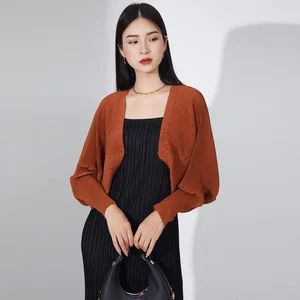 Miyake Pleated Loose Jacket for Women Stylish and Versatile 2023 New Arrival Miyake Design Shawl Cardigan