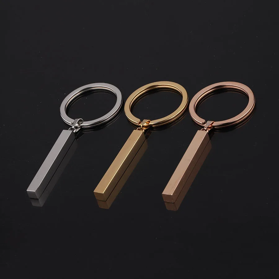 Metal Sc Keychain Wholesale Geometric Cuboid Metal Keychains with Custom Engraving