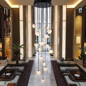 ECOJAS Spain's Modern Design Alabaster Ball Chandelier for Villa Hotel Decor with Stylish Lighting