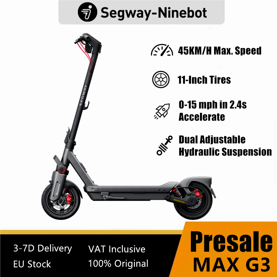 Original Ninebot by Segway Max G3 Electric Scooter 11 Inch Foldable Skateboard 45km/h Smart KickScooter