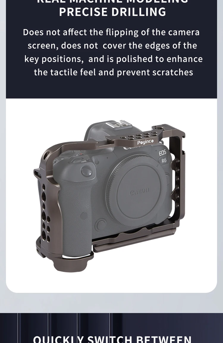 Camera Cage for Canon EOS R5 / R5 C / R6 / R6 Mark II with Built-in Cold Shoe NATO Rail & Quick Release Plate factory