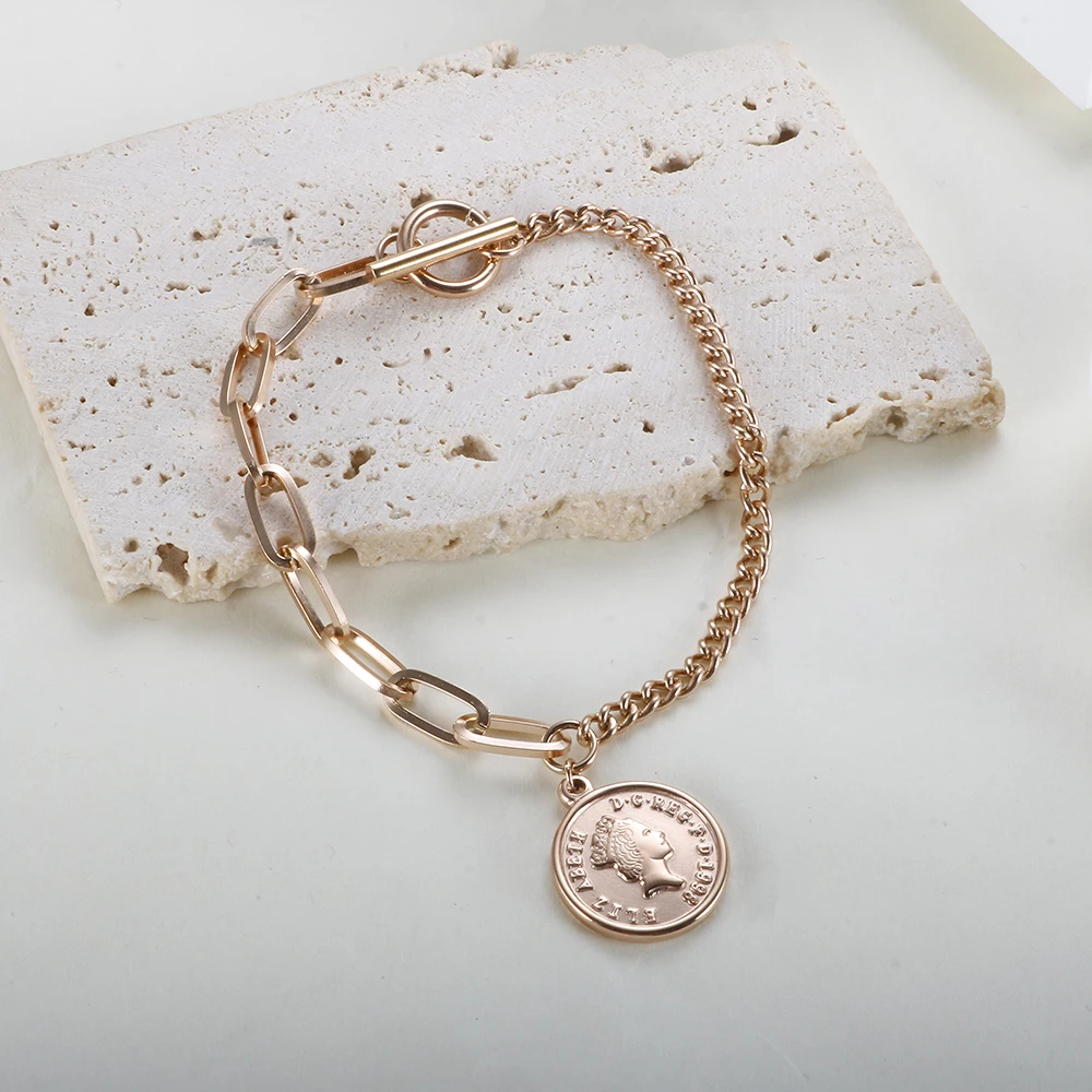 Hot Friendship Woven Bracelet Bangle Gold Heart MSXBJH277 - Main Image