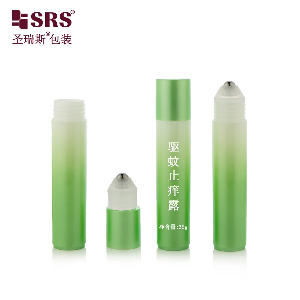 Round PP PCR Recycled Injection Matte Color Massage 35ml Roller Ball Bottle