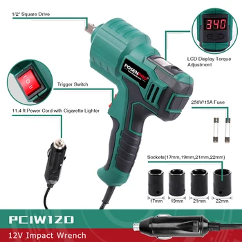 12 volt impact wrench cigarette lighter 12V 300n.m Impact Wrench