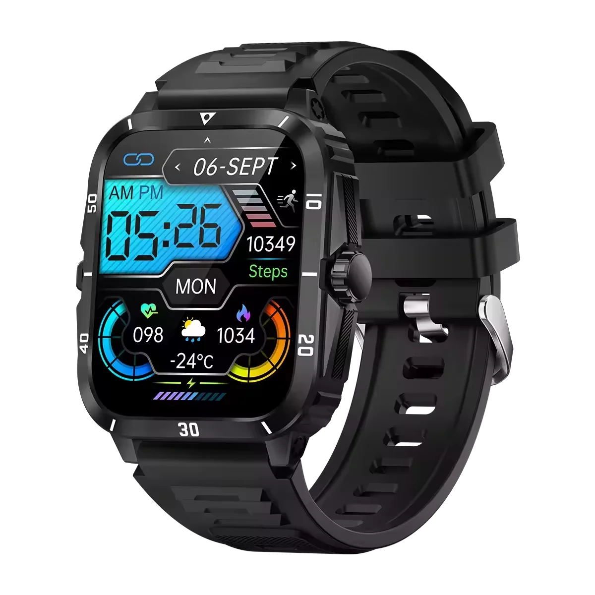 KT71 Men Smart Watch Ip68 Waterproof Silicone Strap Screen App  Dafit BT Call Heart Rate Sleep Steps Count Smartwatch