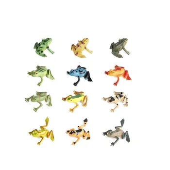 12 Pcs  Small Colorful Plastic Poison Dart Frogs Figures, Rain forest Animals Frog Toys