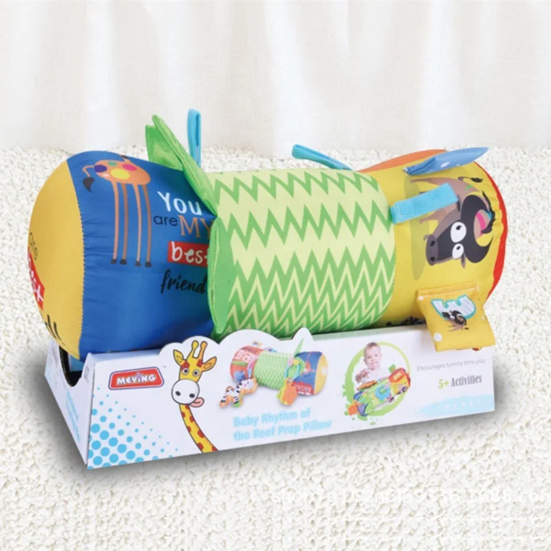 Colorful Plush Crawling Back Cushion Reef Prop Gym Activity Lying Baby Sleep Pillow Cute Soft Baby Toy with Rattles Teether