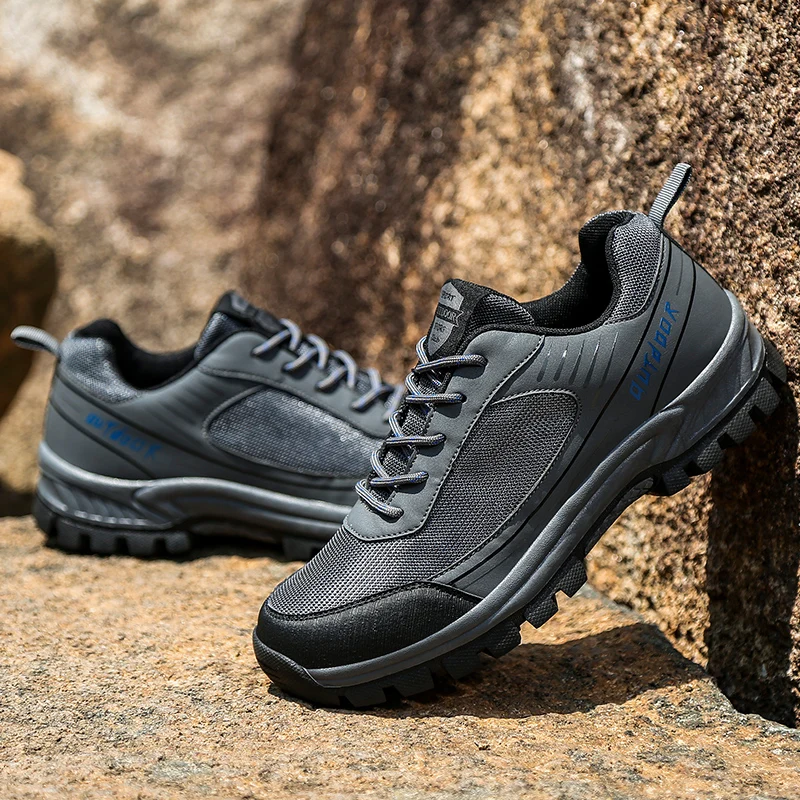 Multifunctional Hiking Shoes for Men Breathable Light Weight Climbing Shoes Slip-on Low Top Outdoor Walking Trekking Jogger Shoe