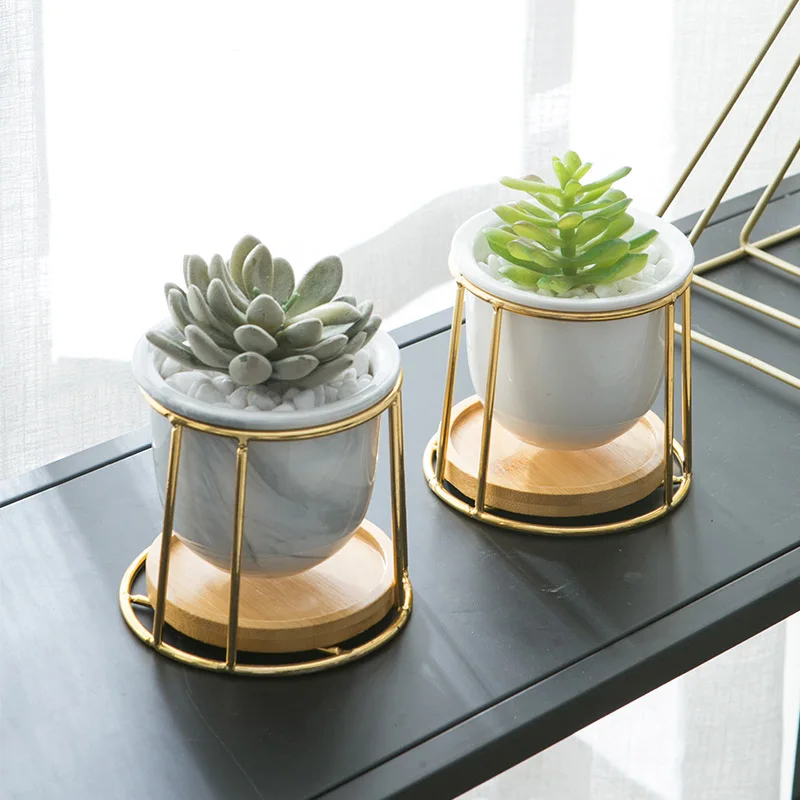 Simple White Creative Succulent Owl with Treetop Bamboo Frame Zakka Combination Potted Ceramic Plant Pots