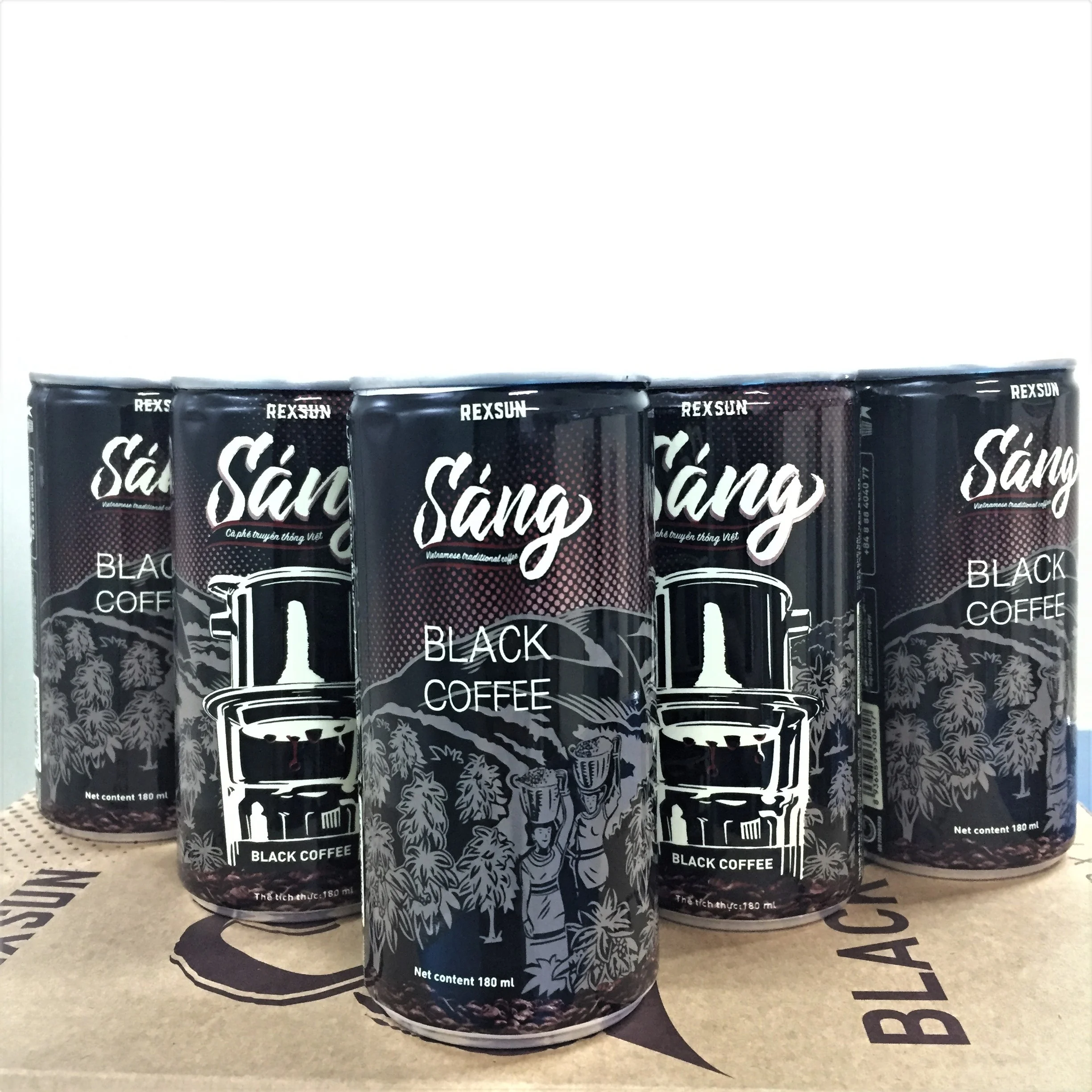 Консервированные кофейные напитки, вьетнамский черный кофе, традиционный стиль, небольшая сладость от листьев стевии