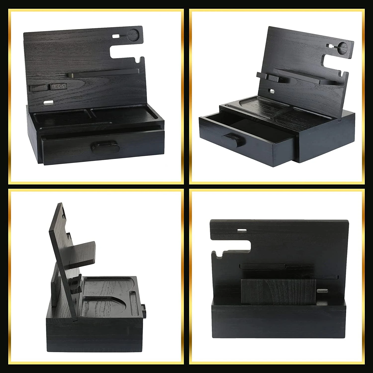 Мужская и женская деревянная док-станция для телефона с ящиком тумбочка органайзер станция зарядки Настольный Органайзер