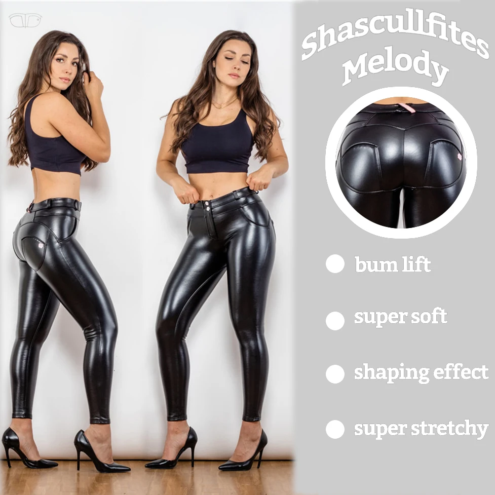 Shascullfites Faux Leather Jeans Womens Fleece Lined Thermal Plus Size  Leggings