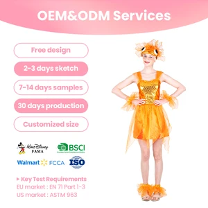 Orange Tulle Dress Adult Animal Goldfish Costume with Fish Headpiece for Cosplay Parties Festival Events