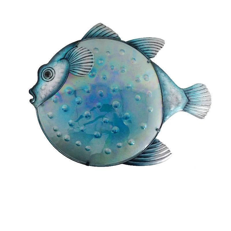 Sea Beach Style logoGlass Art Metal Fish Hanging Handicraft  3d Wall  wall art