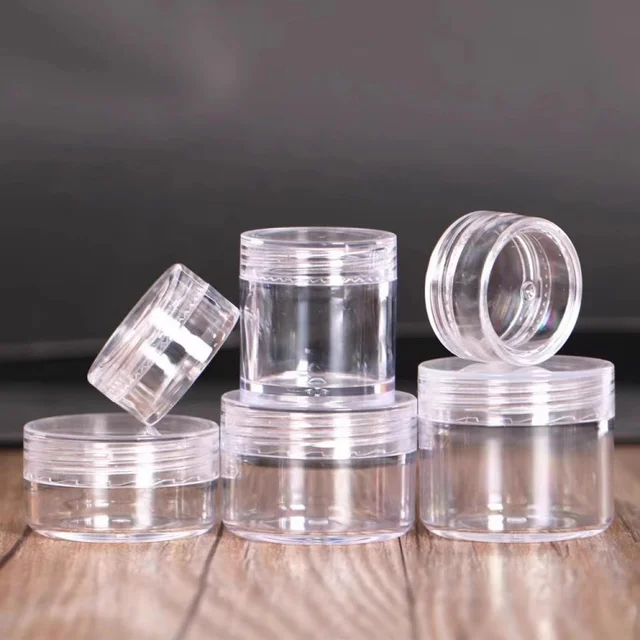 5g transparent Plastic square boxed jar,12 pcs per set with a box for cream eye shadow