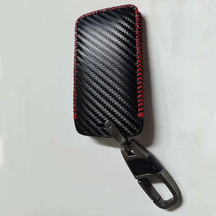 Good Quality Stitching  Leather Carbon FiberCar Key Case Cover Remote Fob for Renault Megane