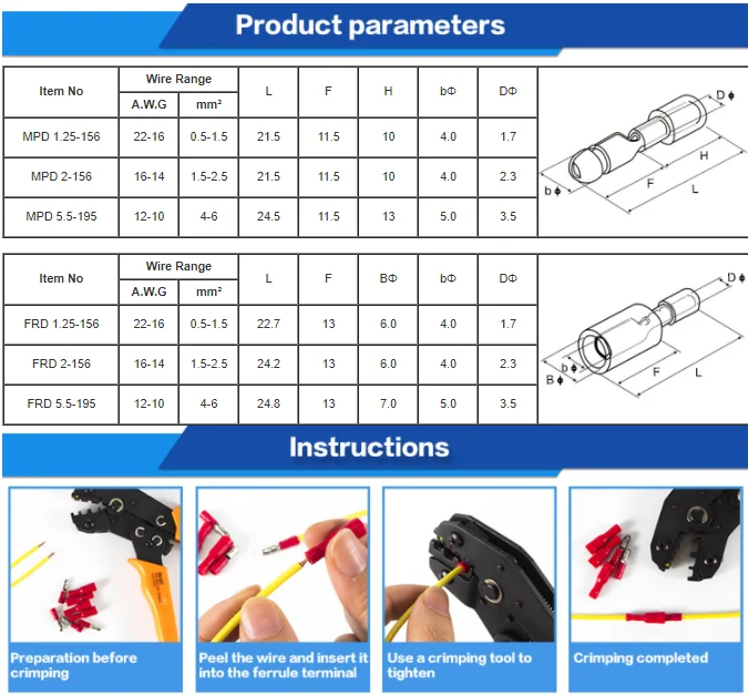 Wenzhou Hot Sale Mpd Pvc Material Bullet Shaped Male Pre Insulated Joint Wiring Connector