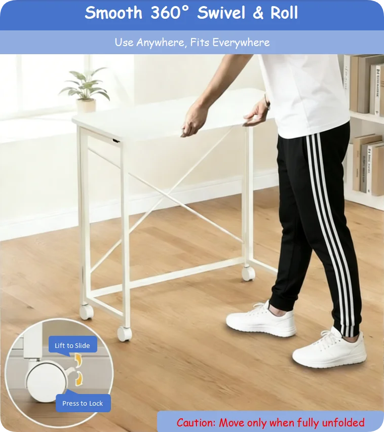 product multifunctional modular small folding desk simple wooden writing table computer desk bed bedside study desks wheels bedroom-3