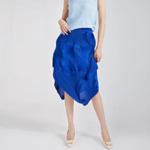 Japanese-Style Miyake Mainline Midi Skirt Summer New Irregular Medium-Length Pleated Unique and Versatile Fashionable Dress