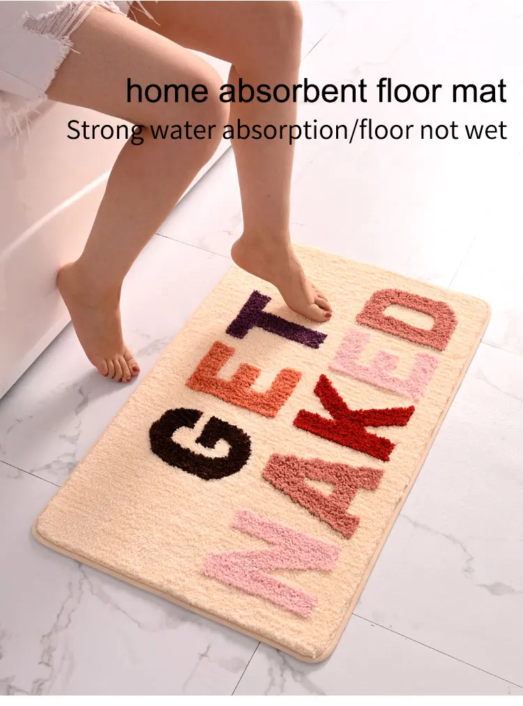 Factory Supplier super absorbent microfiber in stock 40*60 cm get naked waterproof non slip mat bath washable fluffy bath mats supplier