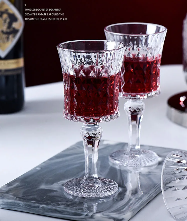 2022 Manufacturers wholesale thick European diamond glass wine goblet set of western wine champagne goblet