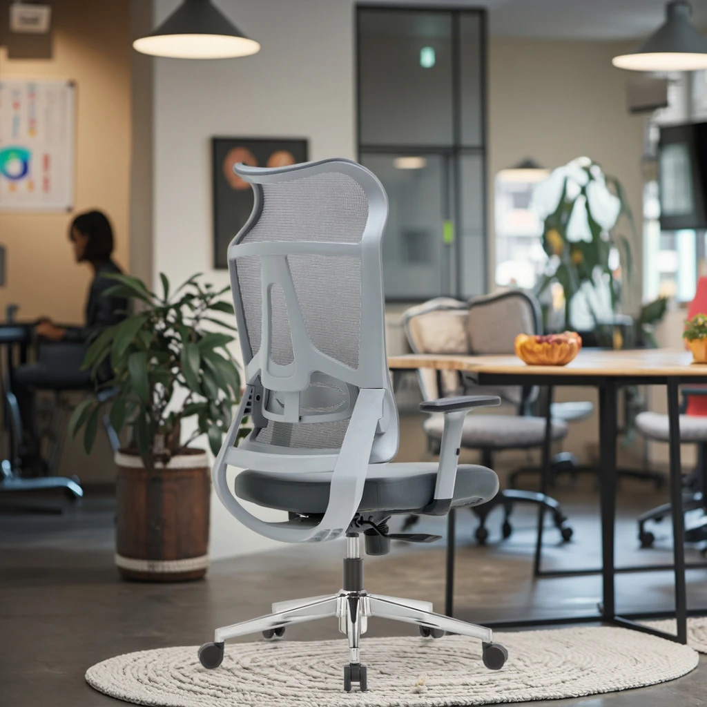 Luxury Conference Executive Ergonomic Mesh PU Office Chairs Modern Design Multi-Function Fixed Armrest Synchronous Tilt 2