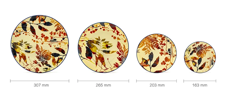 Party Serving Porcelain Tableware Customized Design Yellow Maple Leaf Restaurant Dinner Dishes Dinnerware Ceramic Plate Set