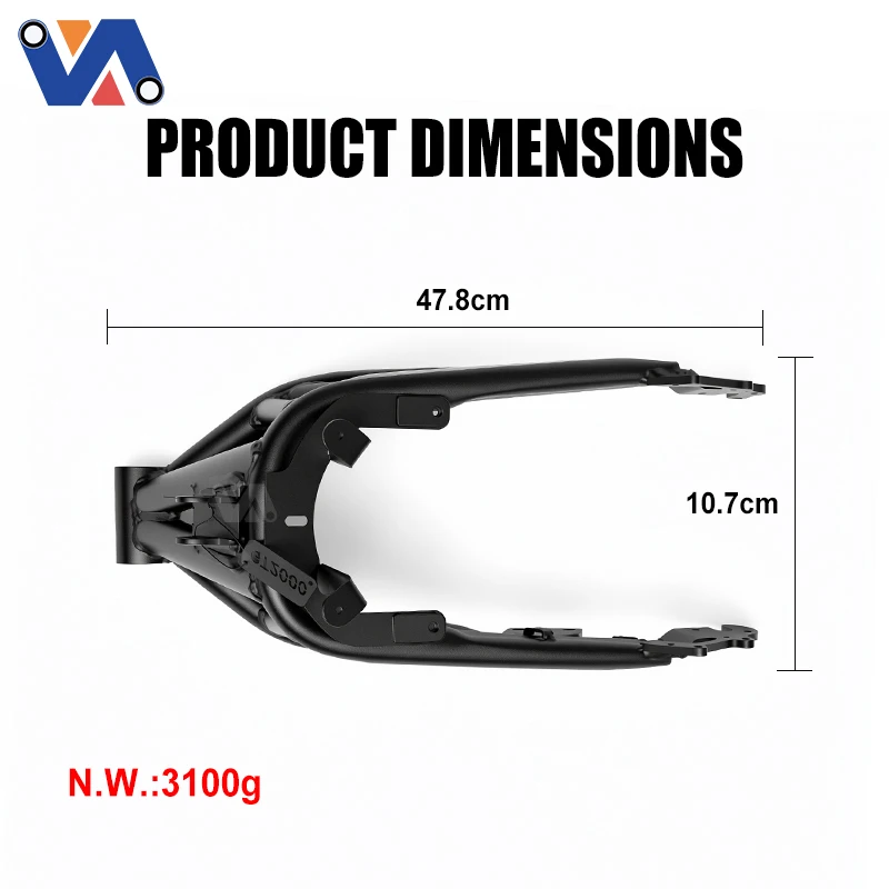 OUXI GT2000 rear swingarm top view with mounting positions