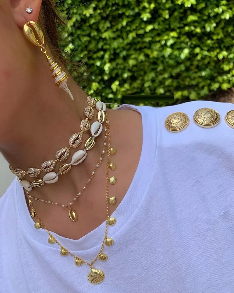 Promotion New Arrived Summer New Styles Shell Shape Tennis Chain Choker Necklace with Cz Paved Heavy Choker Necklace for Wedding
