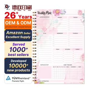 New Arrival Stock Pvc Cover Custom to Do List Notepad Journal Agenda Book 54 Weeks Yearly Spiral Notebook Weekly Planner