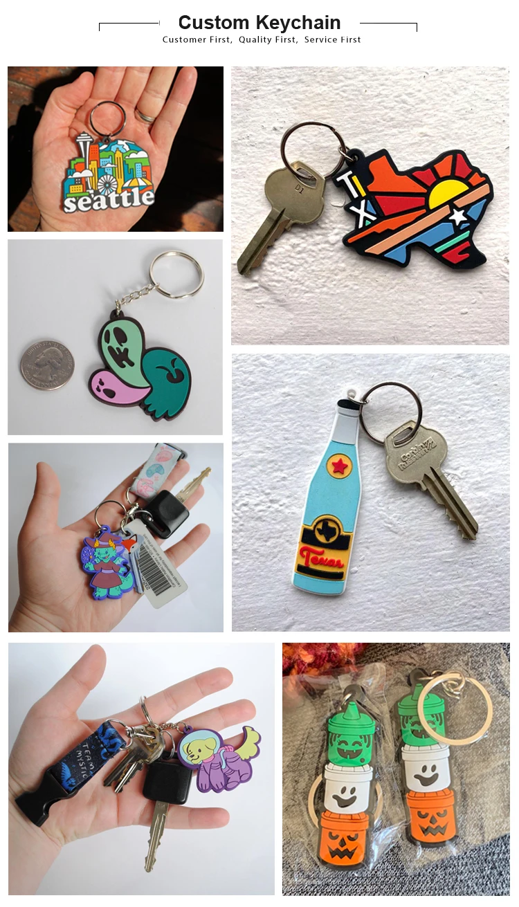 Customised Oem Custom No Minimum Logo Rubber 3d Soft Pvc Keychain Key