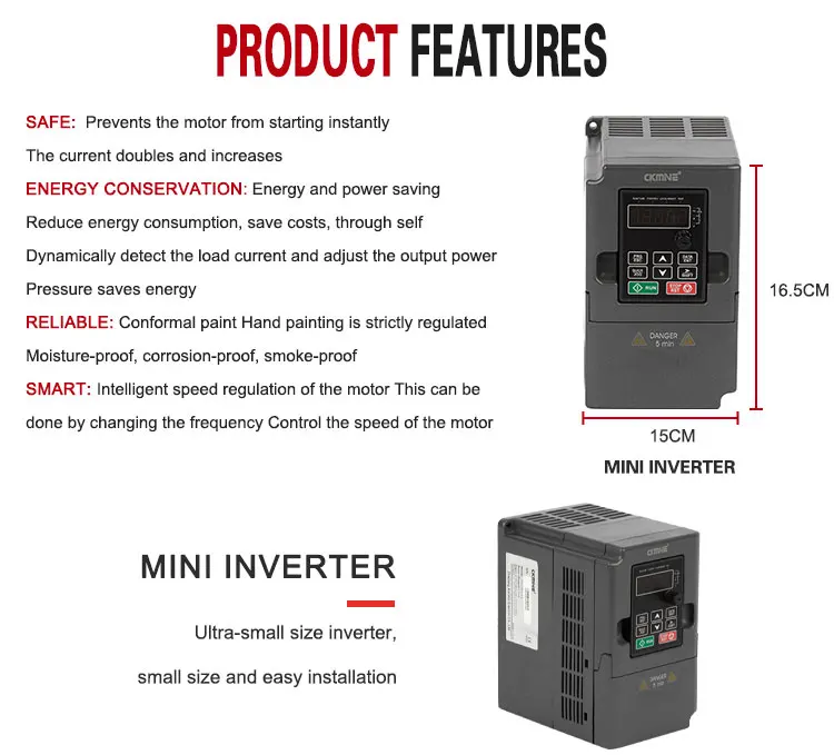 CKMINE Low Price 1.5kW 2HP AC Motor Variable Frequency Drive Single to Three Phase 220V VFD Inverter variadores de frecuencia factory
