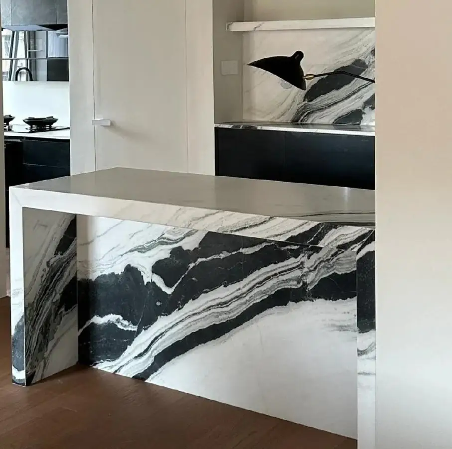product modern luxury natural panda white marble kitchen countertop indoor bar design stone island vanity tops  table tops-3