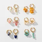 New Trend Designs Lapis Jade Opal Freshwater Pearl Round Huggie Earrings Handmade Semi-precious Stone Beads Hoop Earrings